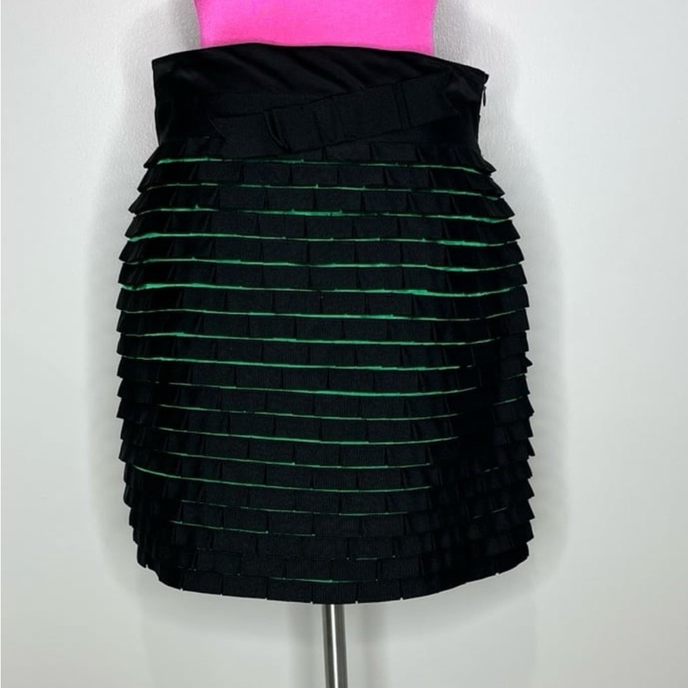 Karen Millen Chic Black and Green Layered Skirt